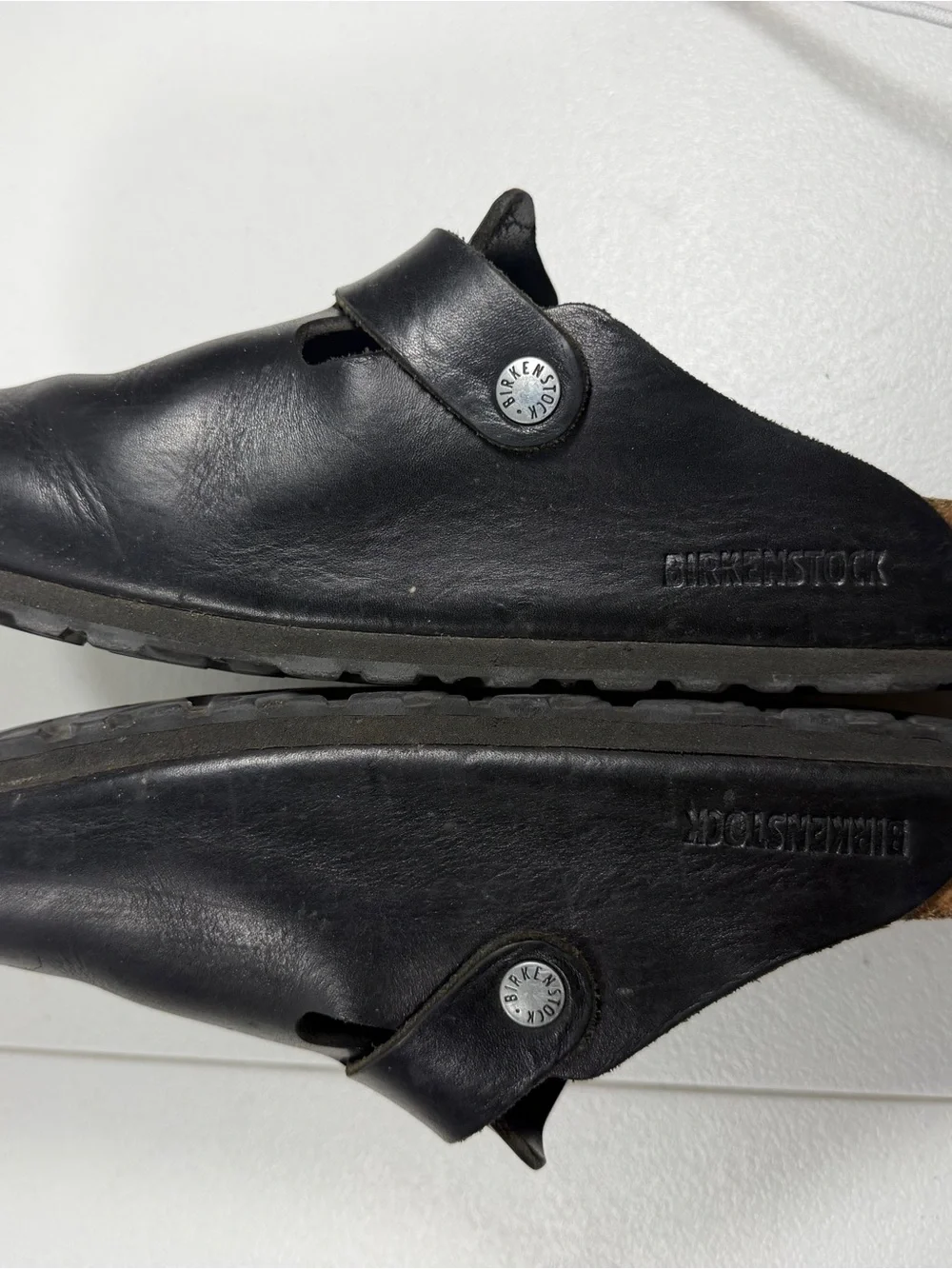 Birkenstock Boston Black Leather Slip-On Clog with Buckle size EU 44 US 10.5-11